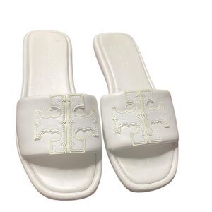 NEW Tory Burch Gigi Crystal Logo Pumps - Soft White Leather - Size 7